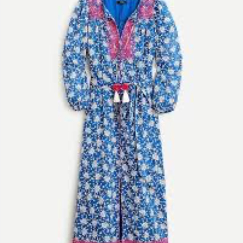 J. Crew Blue and Pink boho Floral Maxi Dress